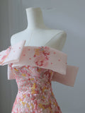 Niulatu A Line Off The Shoulder Sequin Pink Floor Length Evening Dress Prom Dresses SD1642