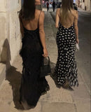 Niulatu Mermaid Spaghetti Straps Floor Length Chiffon Evening Dress Prom Dresses SD1652