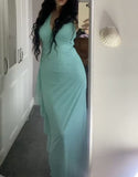 Niulatu Mermaid V Neckline Mint Green Sequin Floor Length Evening Dress Prom Dresses SD1658