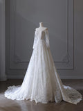 Niulatu A line Off The Shoulder White Lace Long Wedding Dresses Brides Dress SD1660