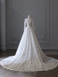 Niulatu A line Off The Shoulder White Lace Long Wedding Dresses Brides Dress SD1660