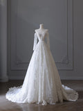Niulatu A line Off The Shoulder White Lace Long Wedding Dresses Brides Dress SD1660