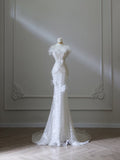 Niulatu Mermaid Strapless Floor Length Sequin White Evening Dress Prom Dresses SD1661