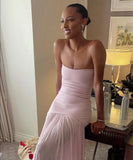 Niulatu Mermaid Pink Long Prom Dresses Formal Graduation Party Dress Evening Dress SD1664