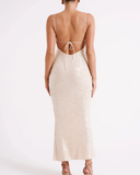 Niulatu Mermaid Spaghetti Straps Floor Length Sequin Evening Dress Prom Dresses SD1665