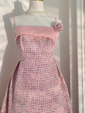 Niulatu A line Spaghetti Straps Pink Vacation Dress Long Women Dresses SD167