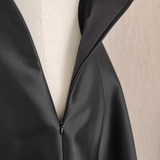 Niulatu A line Spaghetti Straps Black Vacation Dress Satin Women Dresses SD169