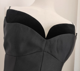 Niulatu A line Spaghetti Straps Black Vacation Dress Satin Women Dresses SD169