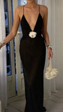 Niulatu Mermaid Spaghetti Straps Floor Length Black Evening Dress Prom Dresses SD1710