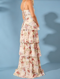 Niulatu A Line Spaghetti Straps Floor Length Floral Evening Dress Chiffon Prom Dresses SD1718