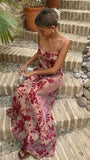 Niulatu A Line Spaghetti Straps Floor Length Floral Evening Dress Prom Dresses SD1719