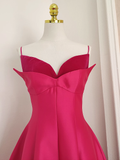 Niulatu A line Spaghetti Straps Hot Pink Vacation Dress Satin Women Dresses SD171