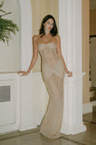 Niulatu Sheath Sweetheart Sequin Floor Length Champagne Evening Dress Prom Dresses SD1722