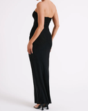 Niulatu Sheath Strapless Sequin Floor Length Black Evening Dress Prom Dresses SD1723
