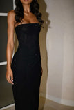Niulatu Sheath Strapless Sequin Floor Length Black Evening Dress Prom Dresses SD1723