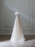Niulatu A Line Sweetheart Tulle Flowers Long Evening Dress Prom Dresses SD1732