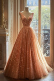 Niulatu Ball Gown V Neckline Sequin Party Dress Long Prom Dress Evening Dresses SD1749