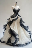 Niulatu Ball Gown Sweetheart Tulle Party Dress Black Prom Dress Evening Dress SD1758