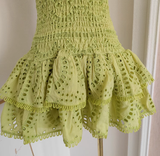 Niulatu Sheath Strapless Bud Green Lace Vacation Dress Short Birthday Dresses SD175