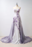 Niulatu Ball Gown Sweetheart Neckline Chiffon Ombre Lilac Party Dress Long Prom Dress Evening Dresses SD1760