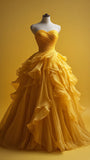 Niulatu Ball Gown Sweetheart Tulle Yellow Party Dress Prom Dress Evening Dress SD1762