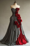 Niulatu Ball Gown Sweetheart Chiffon Gray Party Dress Prom Dress Evening Dress SD1763
