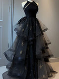 Niulatu Ball Gown Scoop Neckline Black Tulle Party Dress Prom Dresses Evening Dress SD1767