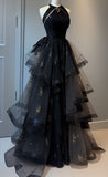 Niulatu Ball Gown Scoop Neckline Black Tulle Party Dress Prom Dresses Evening Dress SD1767