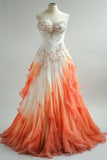 Niulatu Ball Gown Sweetheart Orange Ombre Chiffon Evening Dress Prom Dresses SD1771