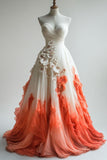 Niulatu Ball Gown Sweetheart Orange Ombre Chiffon Evening Dress Prom Dresses SD1773