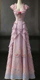 Niulatu Ball Gown Sweetheart Layers Pink Party Dress Long Prom Dresses Evening Dress SD1785