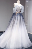 Niulatu Ball Gown Off The Shoulder Tulle Party Dress Long Prom Dress Evening Dresses SD1791