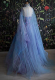 Niulatu Ball Gown Sweetheart Lace Layers Evening Dress Prom Dresses With Cape SD1794