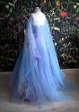 Niulatu Ball Gown Sweetheart Lace Layers Evening Dress Prom Dresses With Cape SD1794