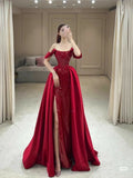 Niulatu Mermaid Off The Shoulder Red Long Party Dress Sequin Prom Dresses SD1801