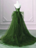 Niulatu Green Sequins and Tulle Long Prom Dress Green Evening Dress Formal Dress SD1804
