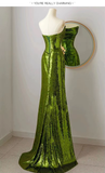 Niulatu Mermaid Strapless Dark Green Sequin Long Prom Dresses Evening Gowns SD1810