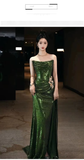 Niulatu Mermaid Strapless Dark Green Sequin Long Prom Dresses Evening Gowns SD1810
