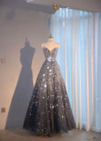 Niulatu Ball Gown Sweetheart Sequin Long Evening Gowns Prom Dresses SD1827