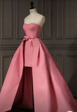 Niulatu Sheath Strapless Pink Satin Prom Dress Evening Dress Formal Dress SD1828