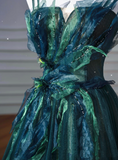Niulatu Ball Gown Strapless Green Tulle Long Evening Gowns Prom Dresses SD1830