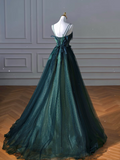 Niulatu Ball Gown Strapless Green Tulle Long Evening Gowns Prom Dresses SD1830