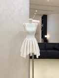 Niulatu A line Spaghetti Straps Ruffled White Women's Short Vacation Dresses SD183