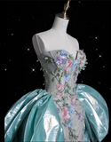 Niulatu Mermaid Sweetheart Satin Blue Party Dress Long Prom Dress Evening Dresses SD1859
