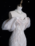 Niulatu Mermaid Off The Shoulder White Lace Long Wedding Dresses Brides Dress SD1860