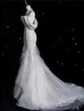 Niulatu Mermaid Off The Shoulder White Lace Long Wedding Dresses Brides Dress SD1860