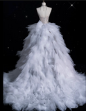 Niulatu Mermaid Strapless Tulle With Silver Beads Long Wedding Dresses Brides Dress SD1864