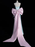 Niulatu A Line Sweetheart Blue Satin Party Dress Long Prom Dress Evening Dresses SD1853