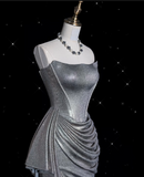 Niulatu Mermaid Strapless Sequin Silver Evening Gowns Long Prom Dresses SD1868