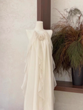 Niulatu A line Scoop Ruffled Ivory Long Women's Holiday Dresses SD186
